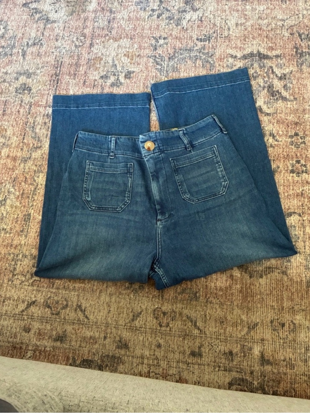 Maeve Collette Wide-Leg Dark Blue Denim Jeans